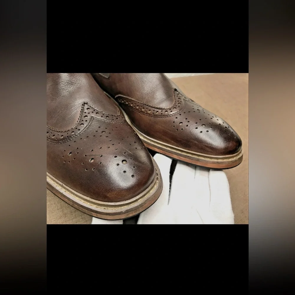 Florsheim Streets WT Men's Wingtip Chelsea Ankle Boots Brown Leather Size 8.5M